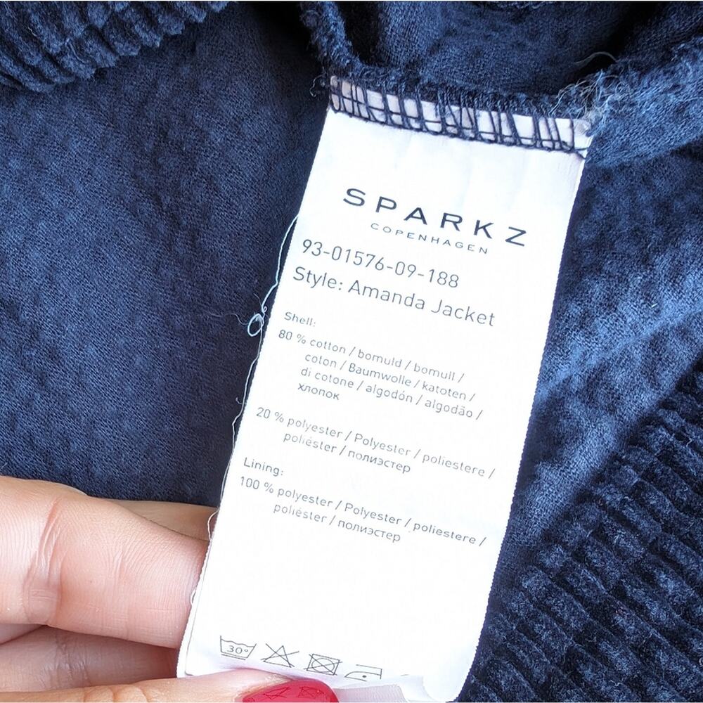 Anthropologie Sparkz Copenhagen Amanda Navy Blue Corduroy Cropped Jacket, size S - Picture 5 of 6